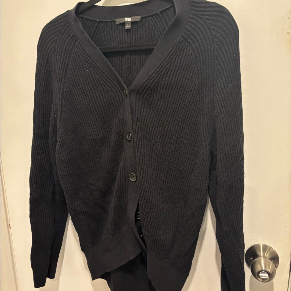 Black Ribbed Cardigan